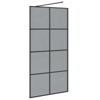 Produktbild för Walk-in Duschvägg Svart 100 x 195 cm härdat glas