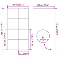 Produktbild för Walk-in Duschvägg Svart 100 x 195 cm härdat glas