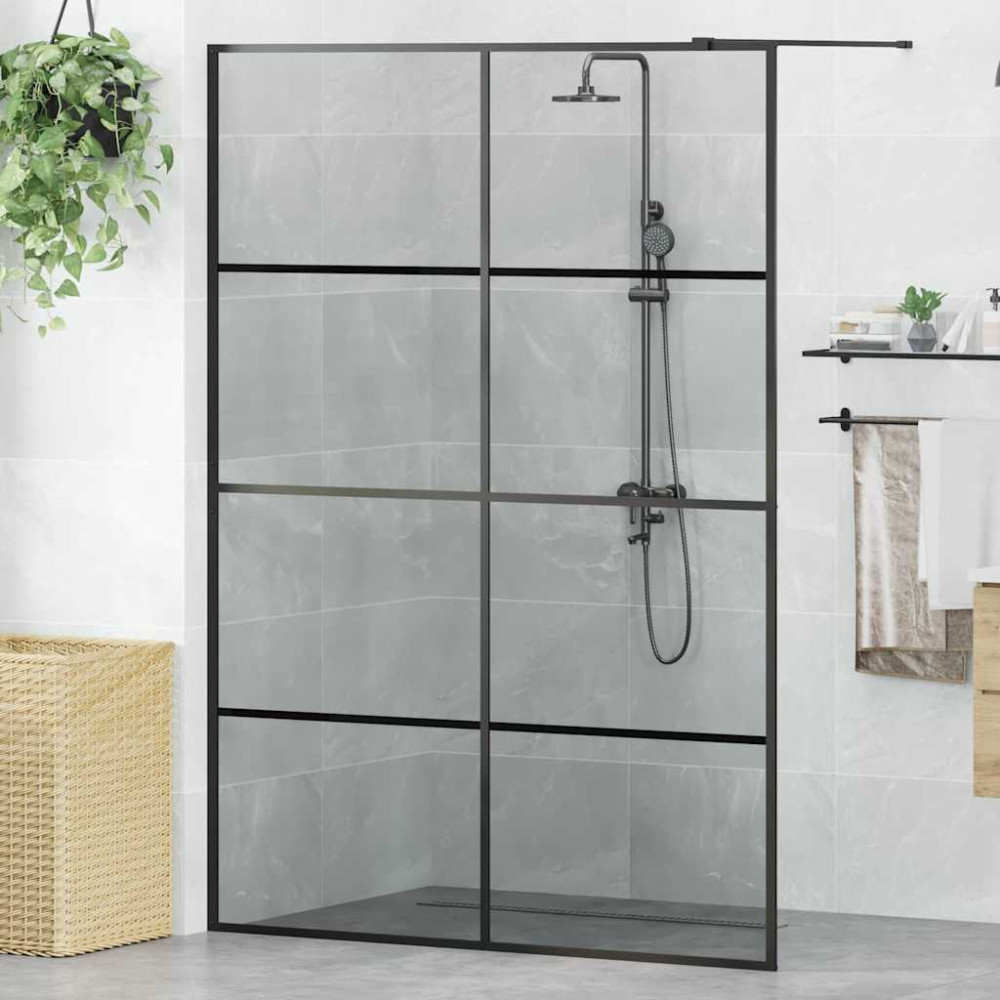 Produktbild för Walk-in Duschvägg Svart 140 x 195 cm härdat glas
