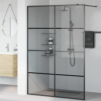 Produktbild för Walk-in Duschvägg Svart 140 x 195 cm härdat glas