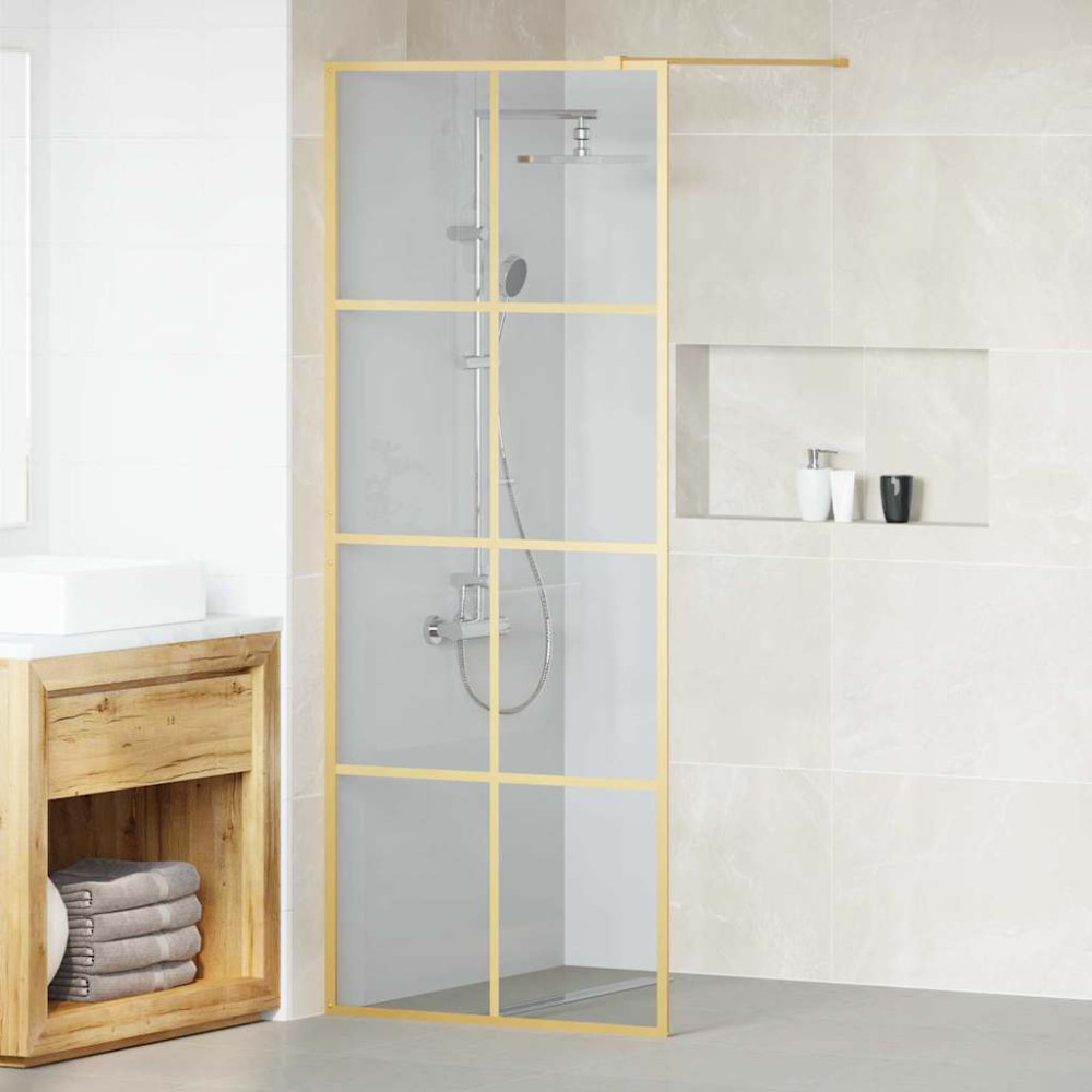 Produktbild för Walk-in Duschvägg Guld 80 x 195 cm härdat glas