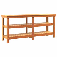 Produktbild för Arbetsbänk med hylla Vaxbrun 181,5 x 50 x 80 cm Massiv furu