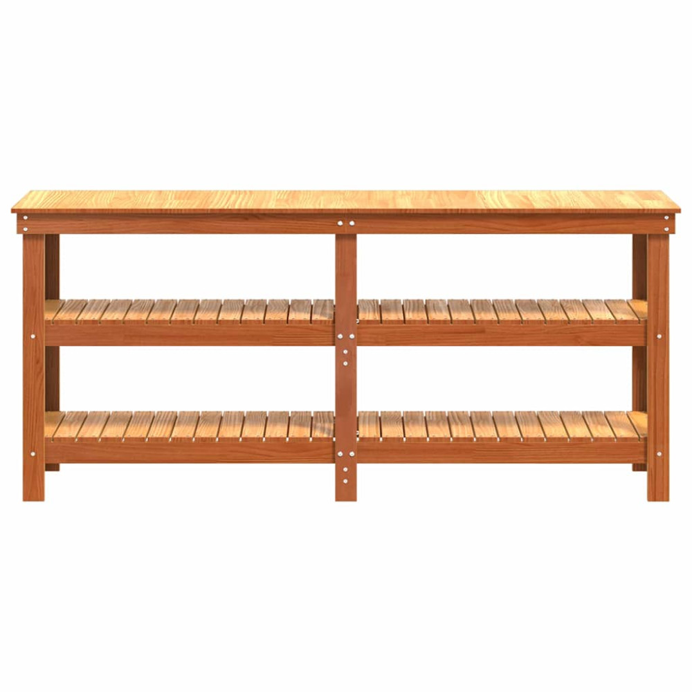 Produktbild för Arbetsbänk med hylla Vaxbrun 181,5 x 50 x 80 cm Massiv furu