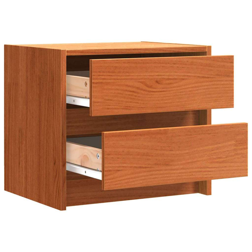 Produktbild för Sängbord med låda Vaxbrun 40 x 30.5 x 35.5 cm Furuträ