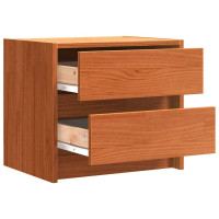 Produktbild för Sängbord med låda Vaxbrun 40 x 30.5 x 35.5 cm Furuträ