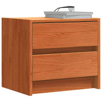 Produktbild för Sängbord med låda Vaxbrun 40 x 30.5 x 35.5 cm Furuträ