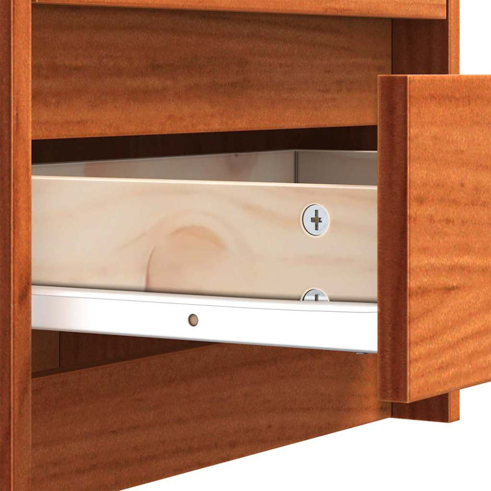 Produktbild för Sängbord med låda Vaxbrun 40 x 30.5 x 35.5 cm Furuträ
