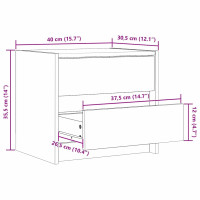Produktbild för Sängbord med låda Vaxbrun 40 x 30.5 x 35.5 cm Furuträ