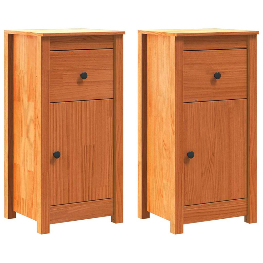 Produktbild för Sideboard 2 pcs Vaxbrun 39 x 34,5 x 80 cm Massiv furu