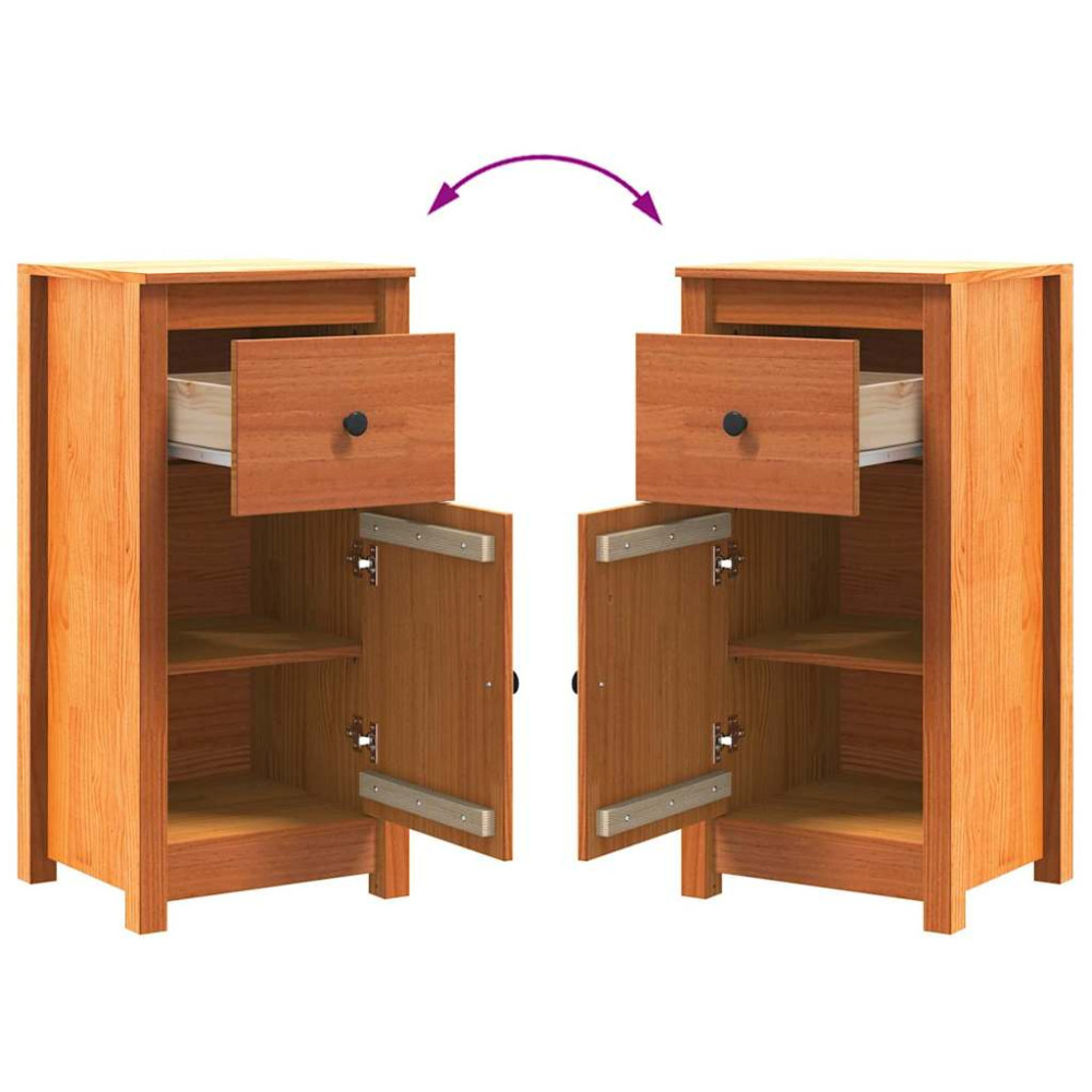 Produktbild för Sideboard 2 pcs Vaxbrun 39 x 34,5 x 80 cm Massiv furu