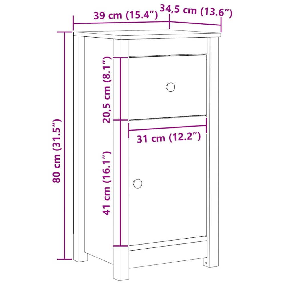 Produktbild för Sideboard 2 pcs Vaxbrun 39 x 34,5 x 80 cm Massiv furu