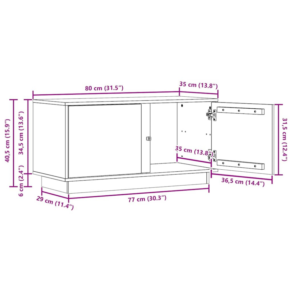 Produktbild för TV-skåp Vaxbrun 80 x 35 x 40,5 cm Massiv furu
