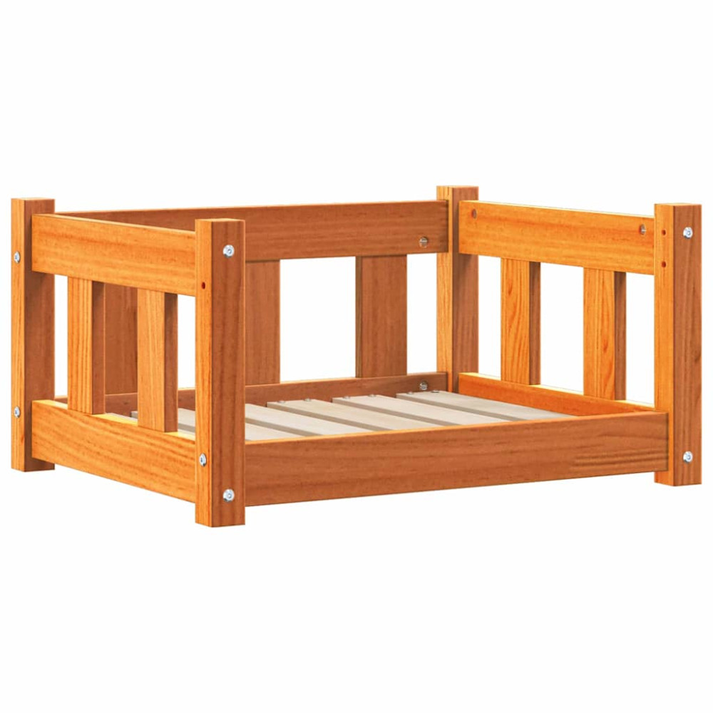 Produktbild för Hundsäng med lagring Vaxbrun 55 x 45 x 28 cm Massiv furu