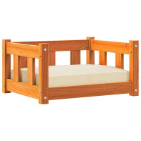 Produktbild för Hundsäng med lagring Vaxbrun 55 x 45 x 28 cm Massiv furu