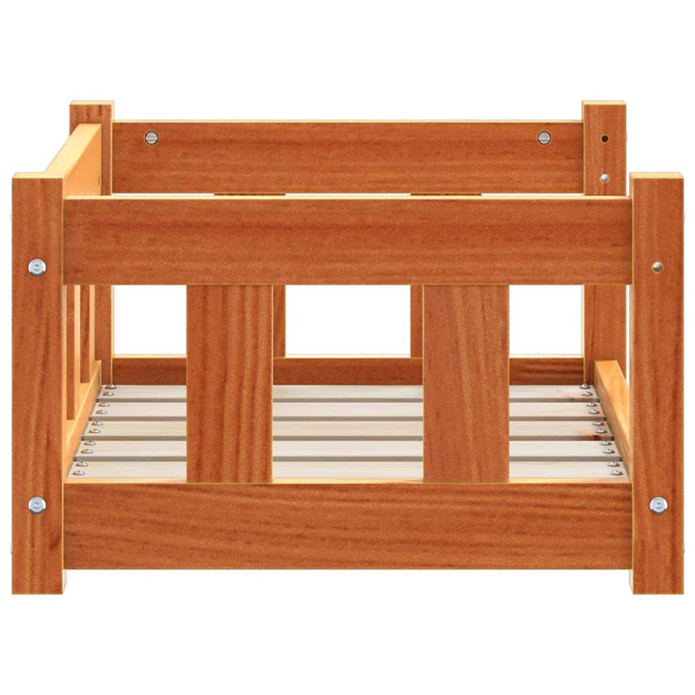 Produktbild för Hundsäng med lagring Vaxbrun 55 x 45 x 28 cm Massiv furu