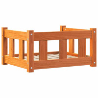 Produktbild för Hundsäng med lagring Vaxbrun 55 x 45 x 28 cm Massiv furu