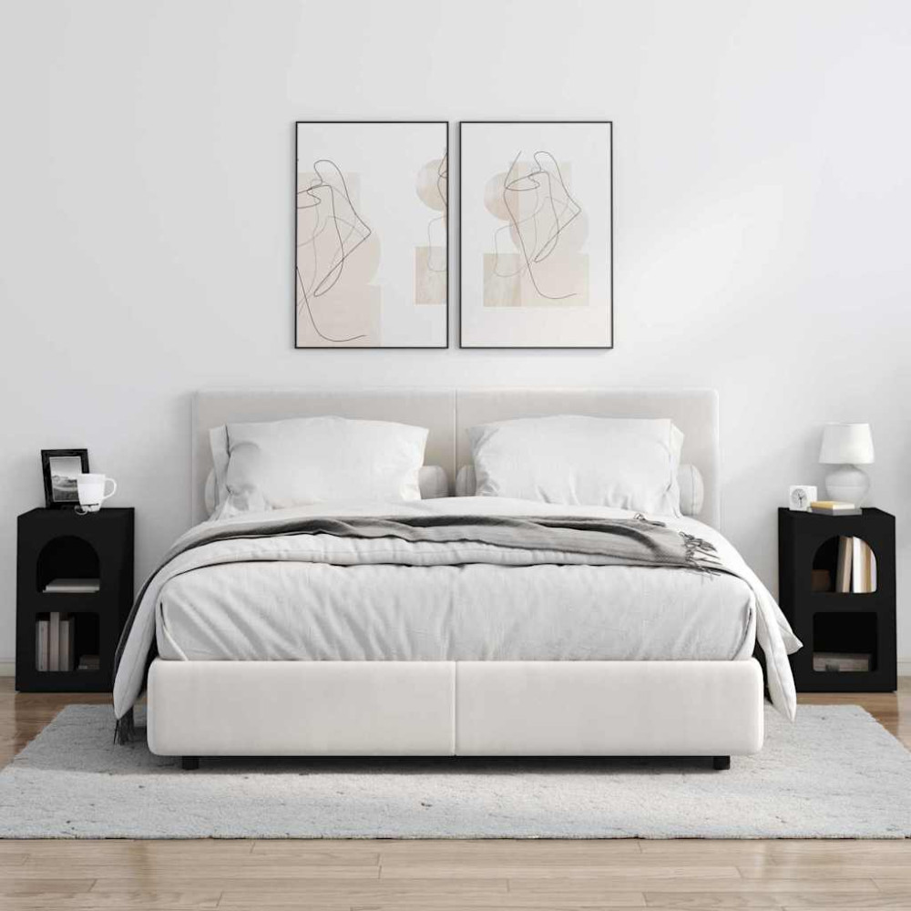 Produktbild för Sängbord ELST 2 st Svart 29,5 x 33,5 x 50 cm Konstruerat trä