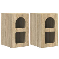 Produktbild för Sängbord 2 pcs Sonoma-ek 29,5 x 33,5 x 50 cm Konstruerat trä