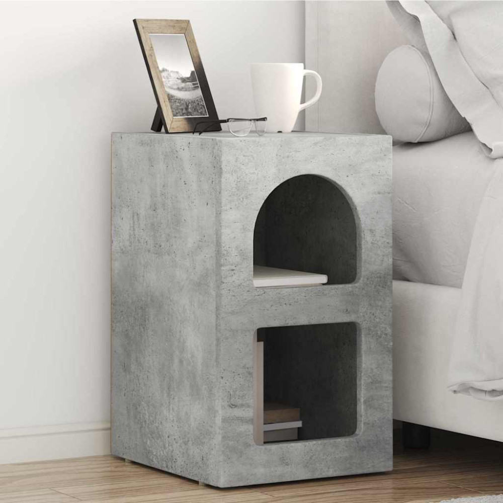 Produktbild för Sängbord ELST Betonggrå 29,5 x 33,5 x 50 cm Konstruerat trä