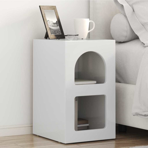 vidaXL Sängbord Högblanka vita 29,5 x 33,5 x 50 cm Konstruerat trä