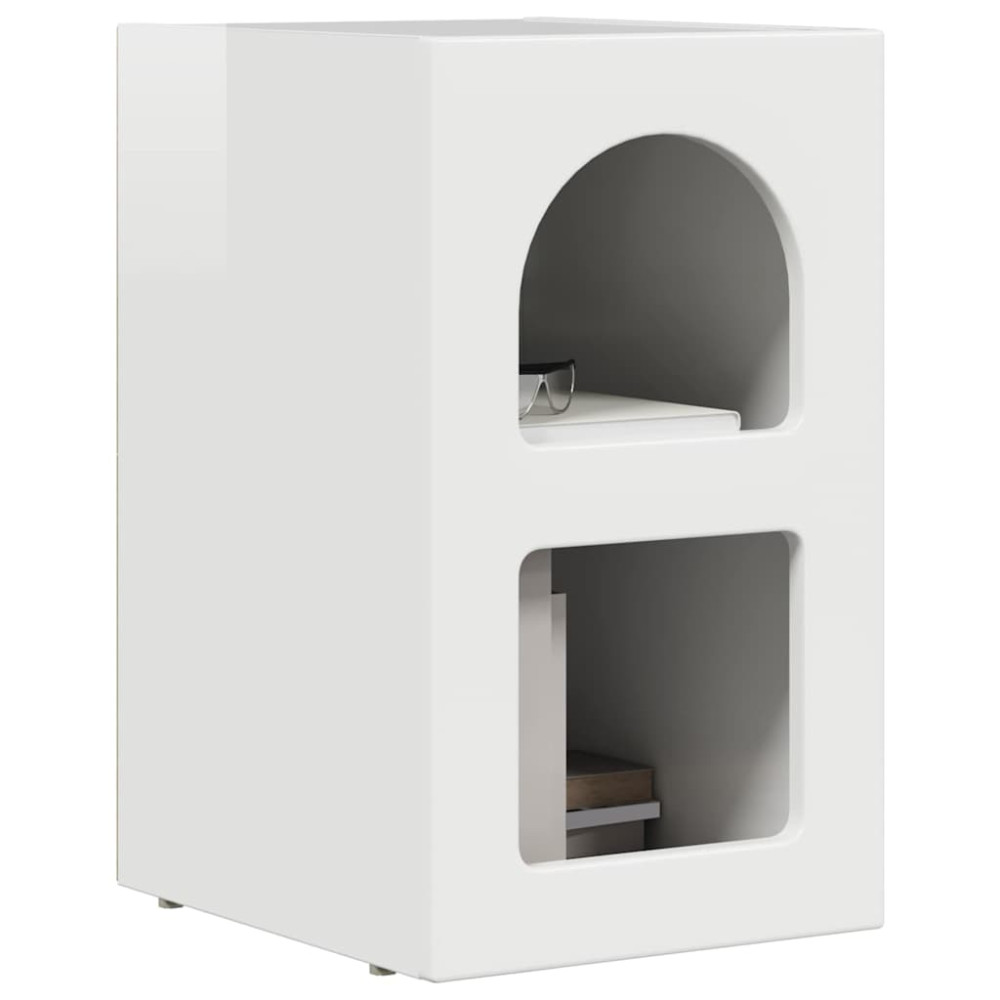 Produktbild för Sängbord Högblanka vita 29,5 x 33,5 x 50 cm Konstruerat trä