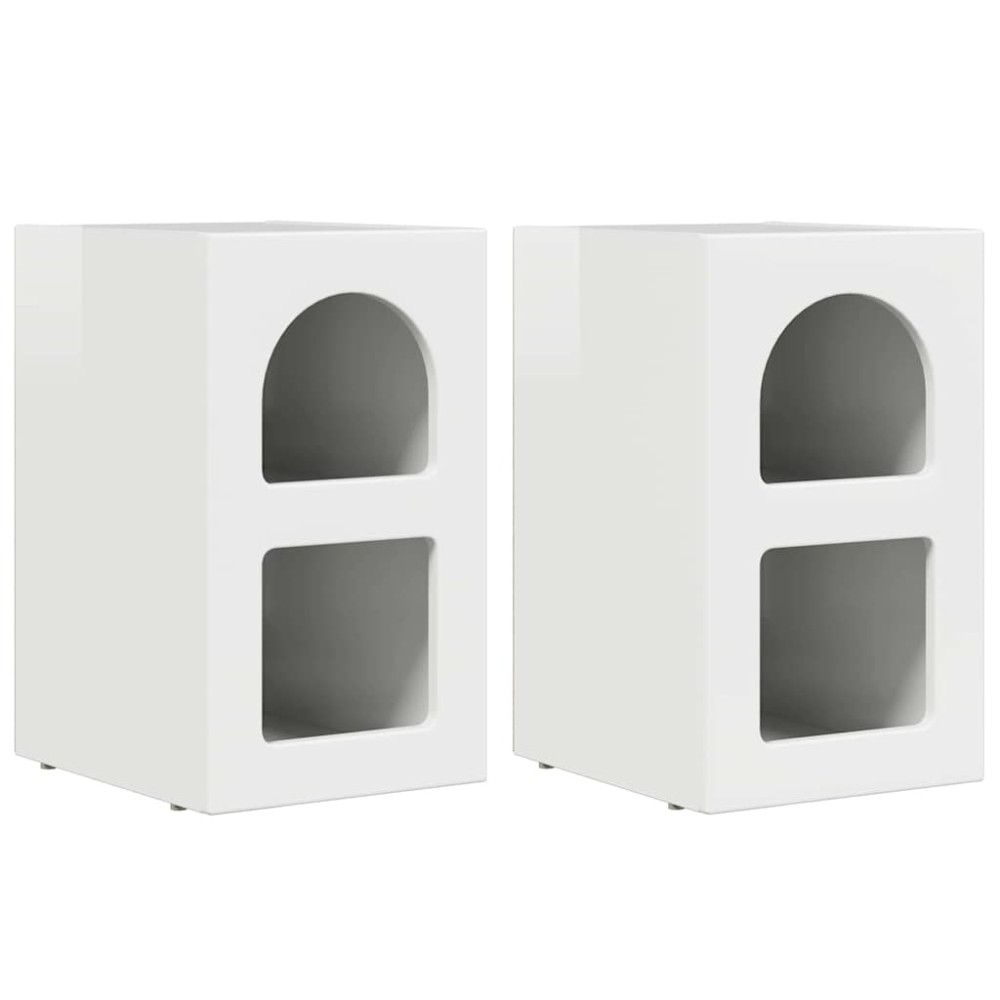 Produktbild för Sängbord 2 pcs Högblanka vita 29,5 x 33,5 x 50 cm