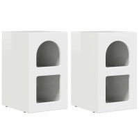 Produktbild för Sängbord 2 pcs Högblanka vita 29,5 x 33,5 x 50 cm