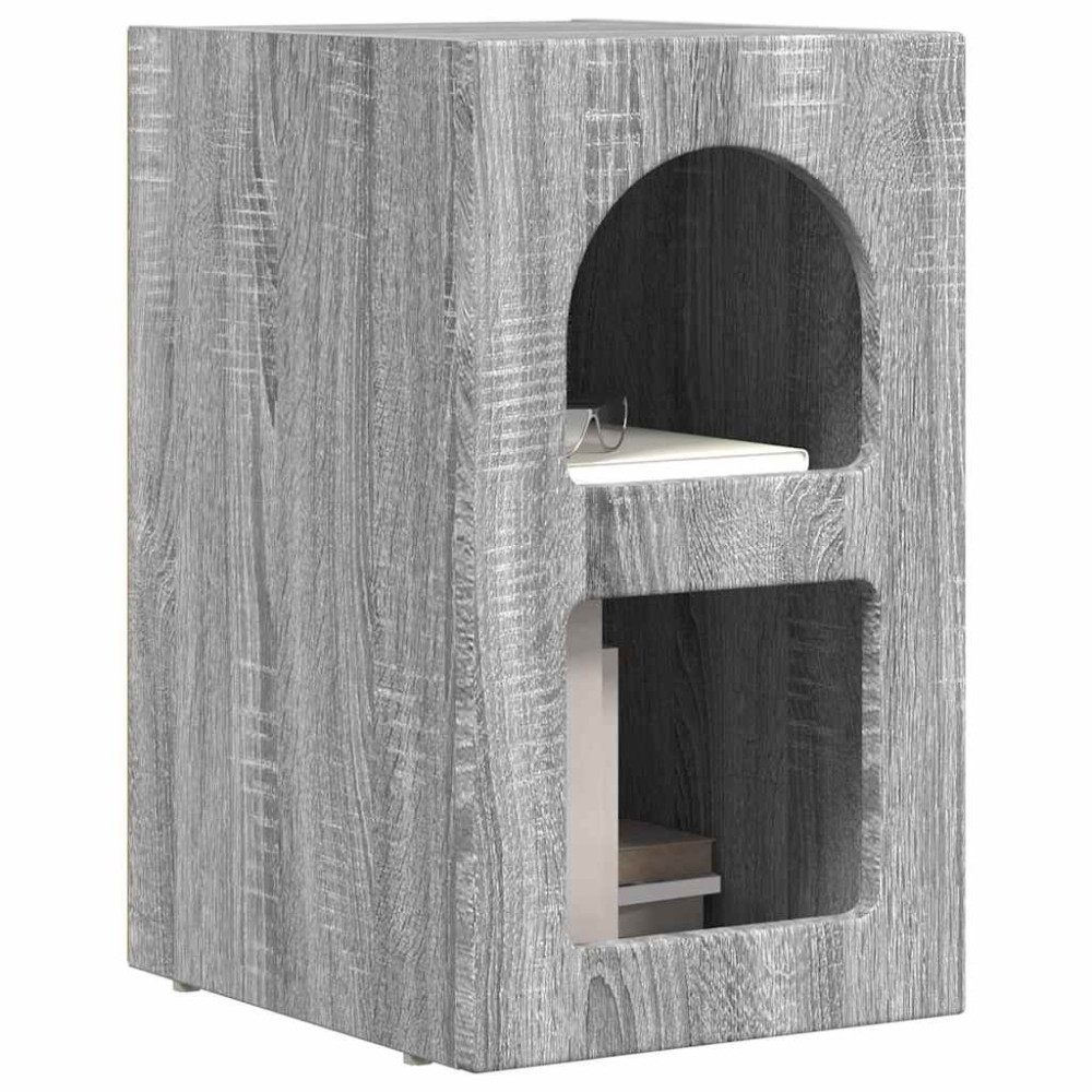 Produktbild för Sängbord ELST Grå Sonoma 29,5 x 33,5 x 50 cm Konstruerat trä