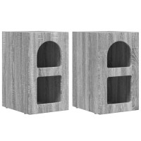 Produktbild för Sängbord ELST 2 st Grå Sonoma 29,5 x 33,5 x 50 cm