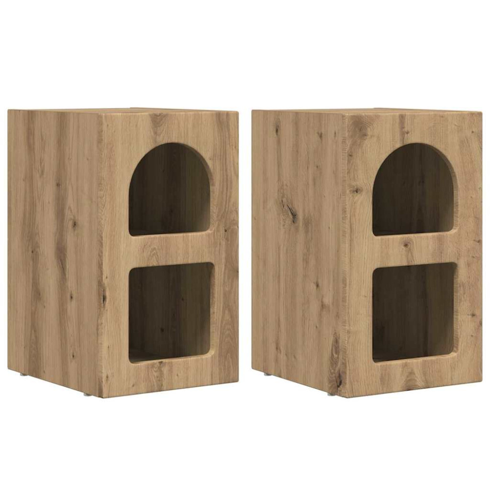 Produktbild för Sängbord 2 pcs Artisan Ek 29,5 x 33,5 x 50 cm Konstruerat trä