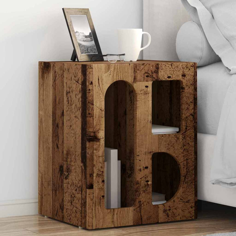 Produktbild för Sängbord Gammalt trä 40 x 35 x 50 cm Konstruerat trä