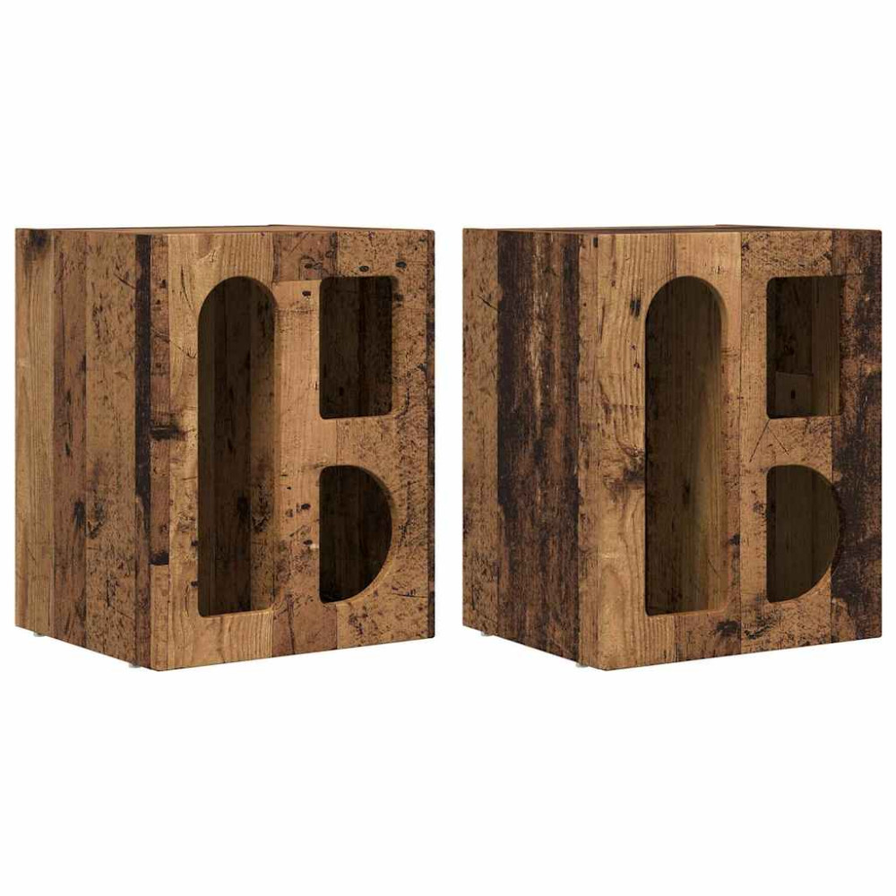 Produktbild för Sängbord ELST 2 st Gammalt trä 40 x 35 x 50 cm Konstruerat trä