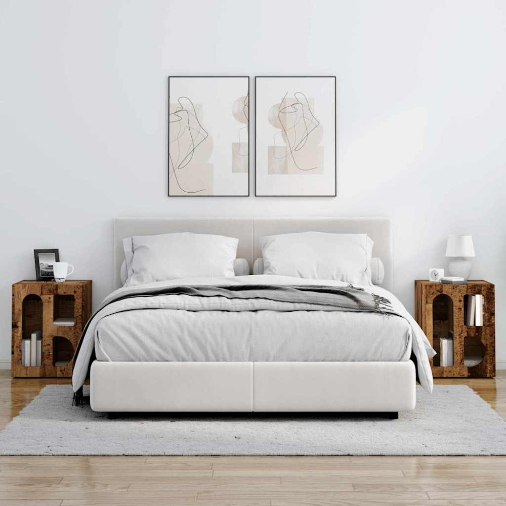 Produktbild för Sängbord ELST 2 st Gammalt trä 40 x 35 x 50 cm Konstruerat trä