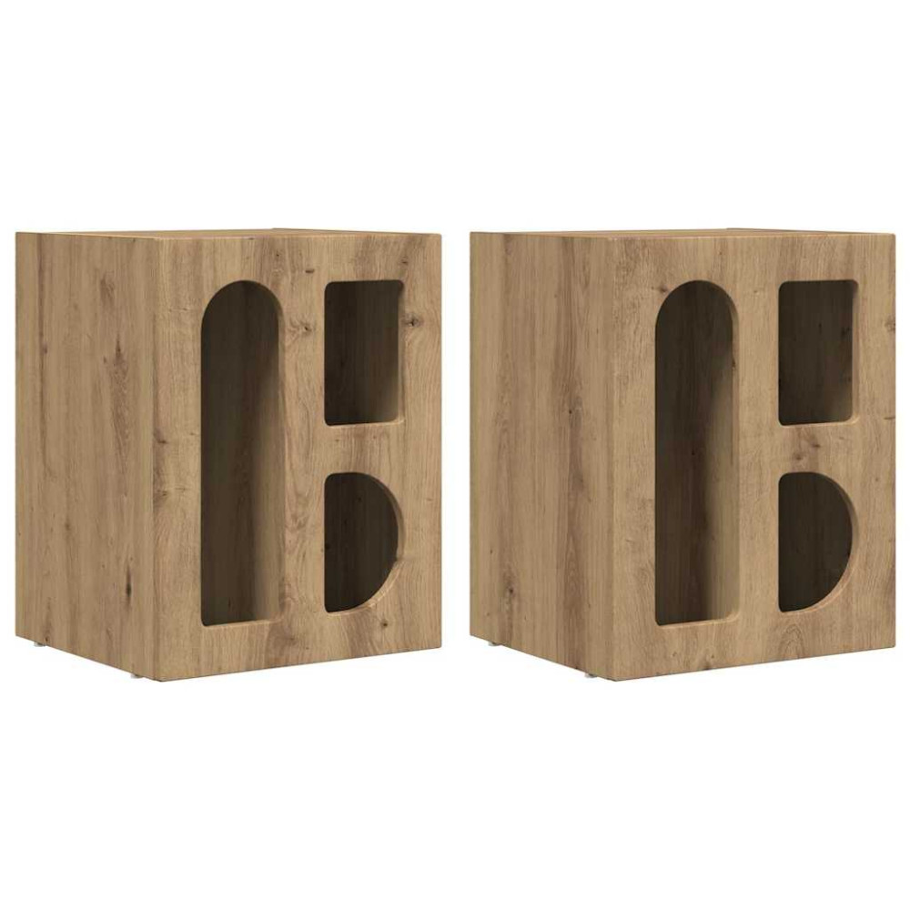 Produktbild för Sängbord 2 pcs Artisan Ek 40 x 35 x 50 cm Konstruerat trä