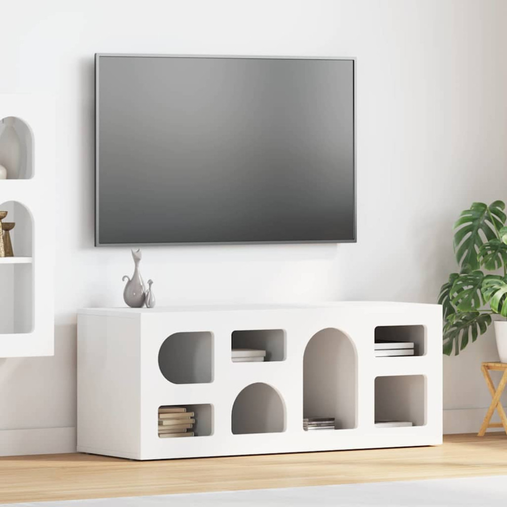 Produktbild för TV-skåp ELST 100 x 35 x 40 cm Vit Konstruerat trä