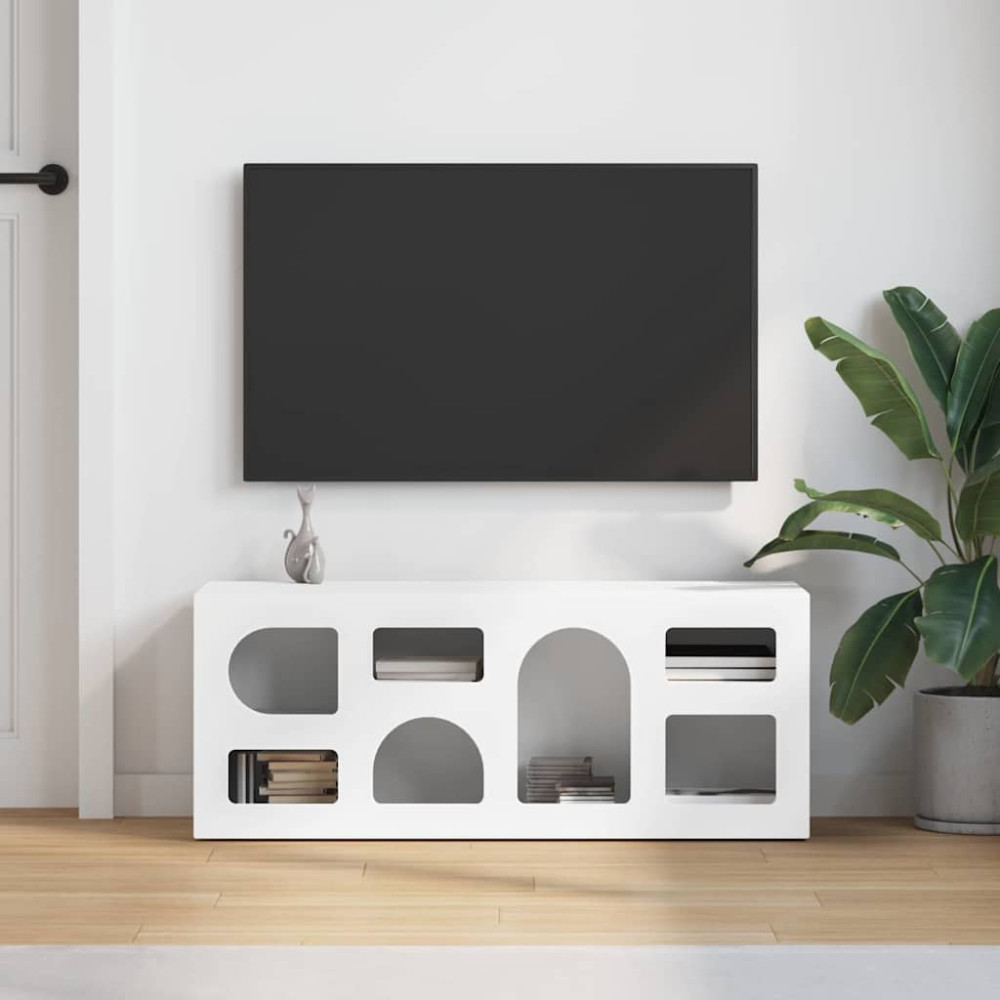 Produktbild för TV-skåp ELST 100 x 35 x 40 cm Vit Konstruerat trä