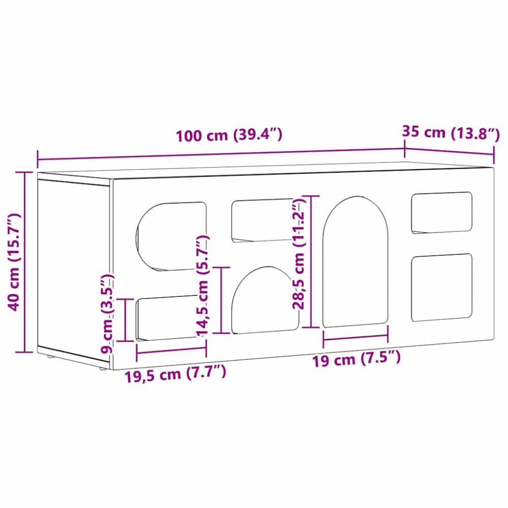 Produktbild för TV-skåp ELST 100 x 35 x 40 cm Svart Konstruerat trä
