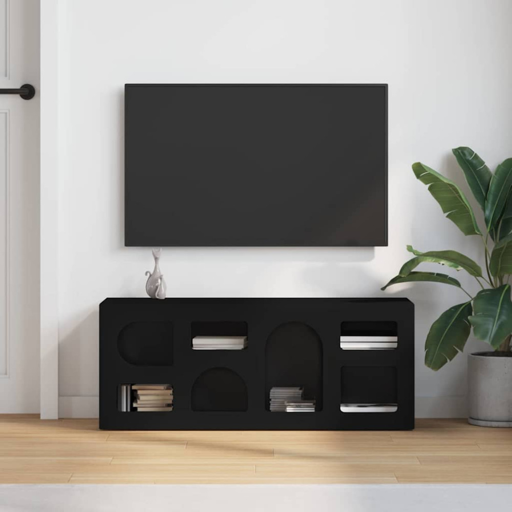 Produktbild för TV-skåp ELST 100 x 35 x 40 cm Svart Konstruerat trä