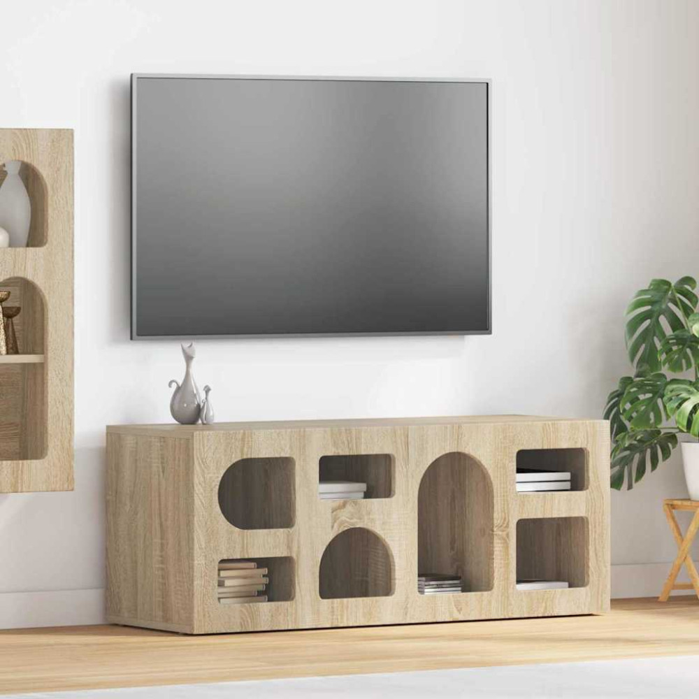 Produktbild för TV-skåp ELST 100 x 35 x 40 cm Sonoma-ek Konstruerat trä