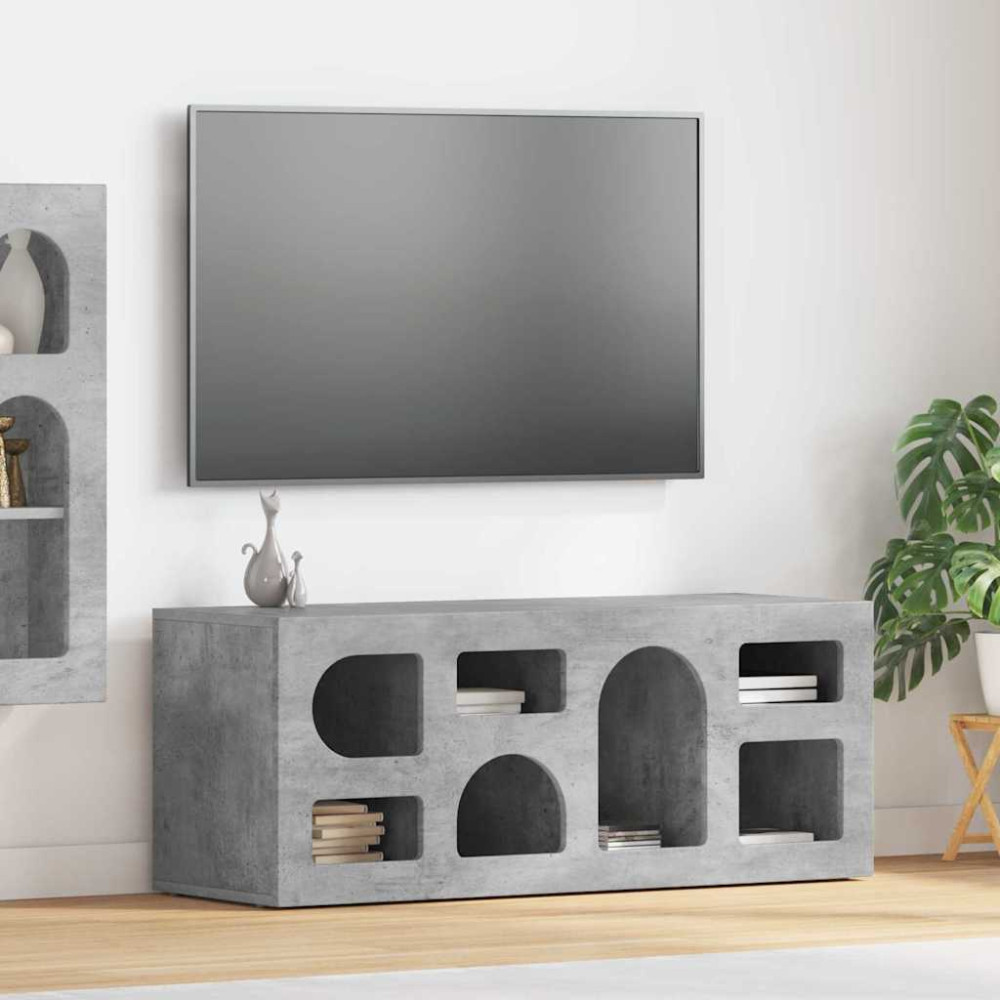 Produktbild för TV-skåp ELST 100 x 35 x 40 cm Betonggrå Konstruerat trä