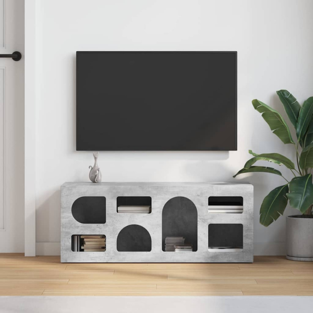 Produktbild för TV-skåp ELST 100 x 35 x 40 cm Betonggrå Konstruerat trä