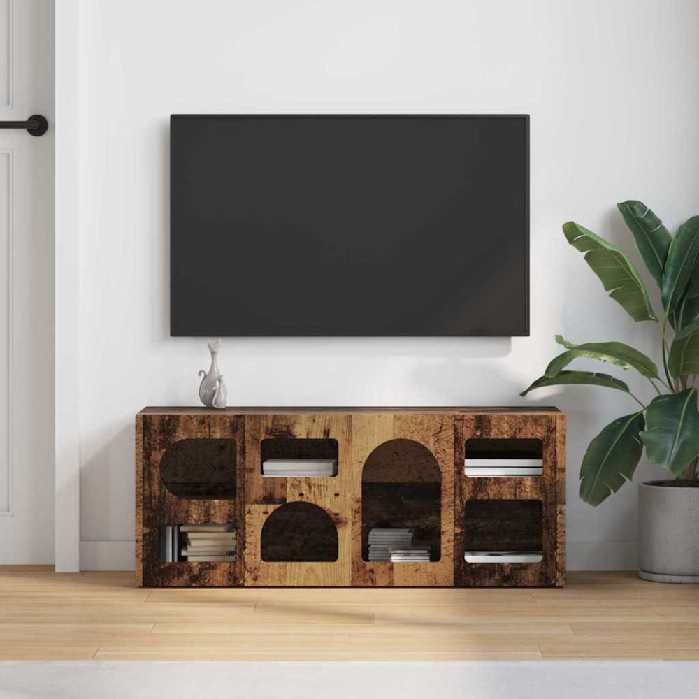 Produktbild för TV-skåp ELST 100 x 35 x 40 cm Gammalt trä Konstruerat trä