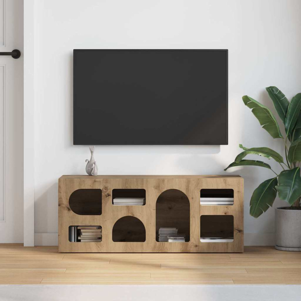 Produktbild för TV-skåp ELST 100 x 35 x 40 cm Artisan Ek Konstruerat trä