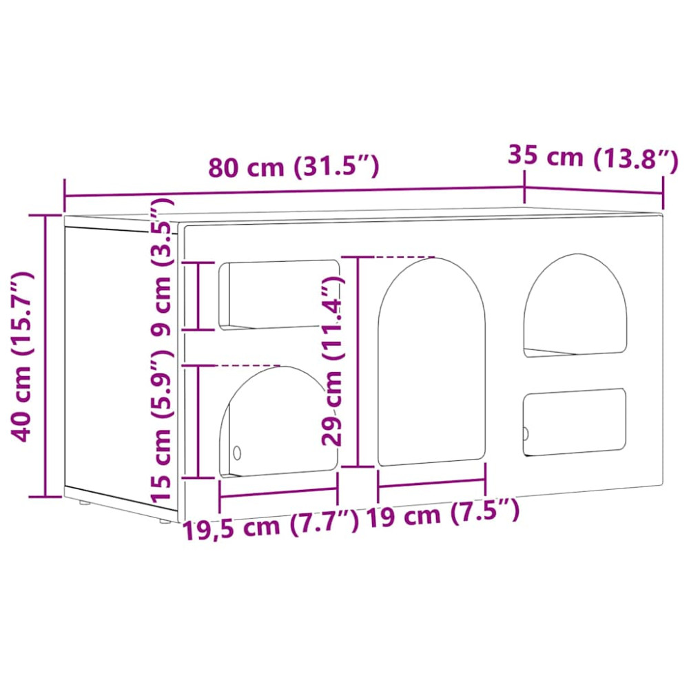 Produktbild för TV-skåp ELST 80 x 35 x 40 cm Sonoma-ek Konstruerat trä