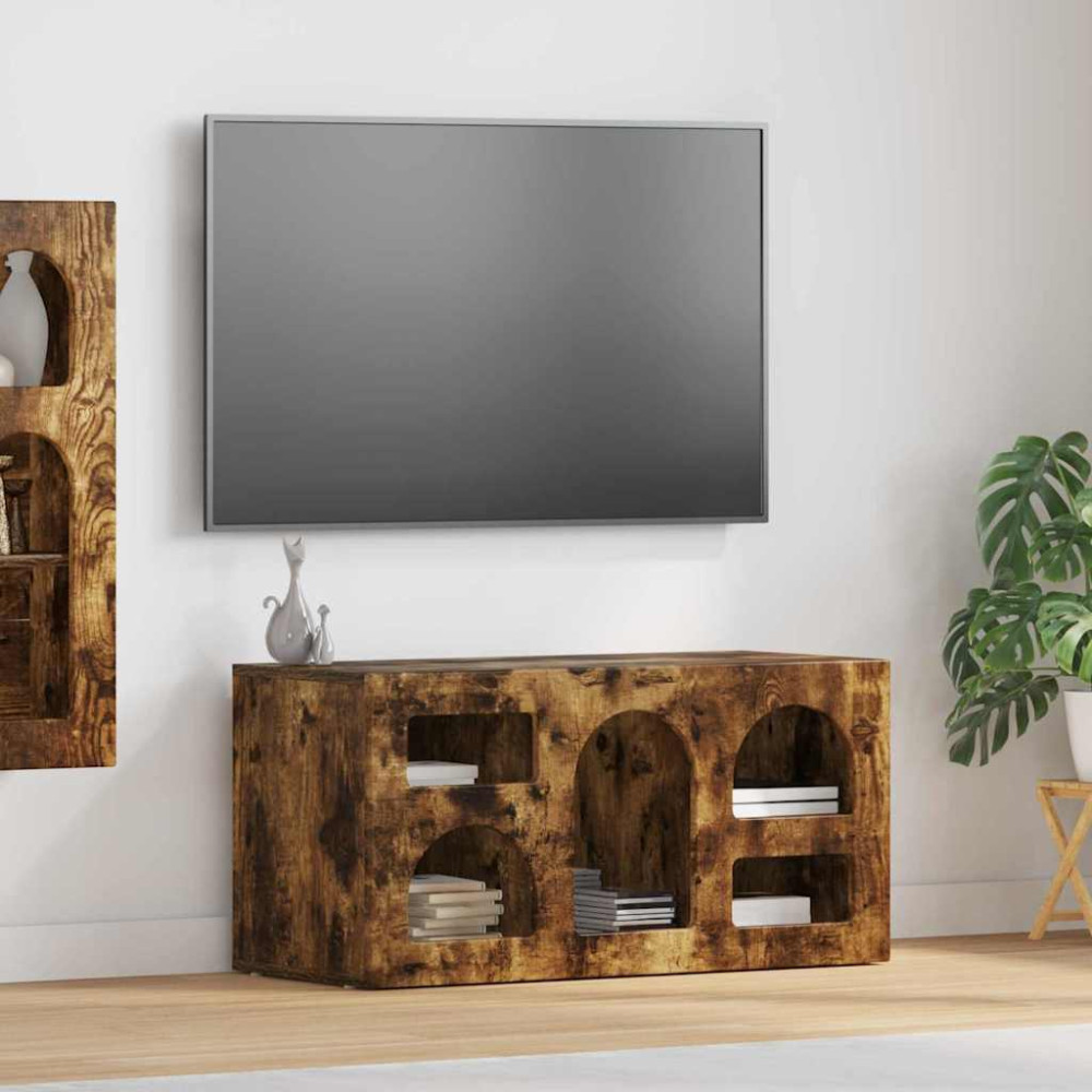 Produktbild för TV-skåp ELST 80 x 35 x 40 cm Rökt ek Konstruerat trä