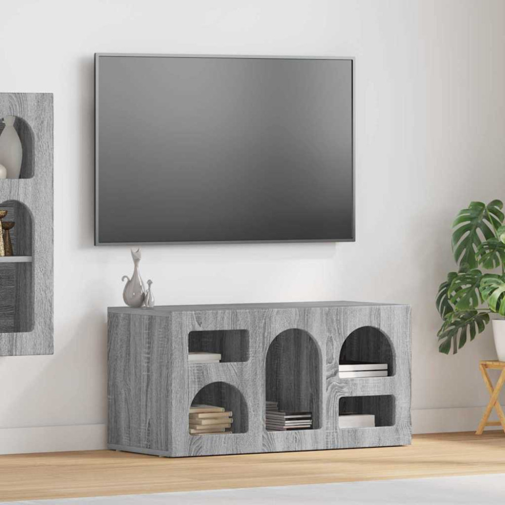 Produktbild för TV-skåp ELST 80 x 35 x 40 cm Grå Sonoma Konstruerat trä