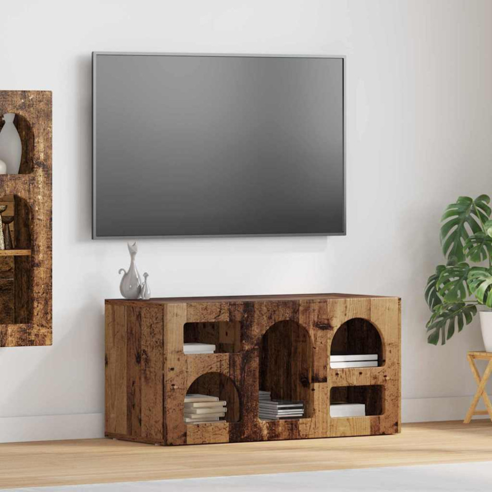 Produktbild för TV-skåp ELST 80 x 35 x 40 cm Gammalt trä Konstruerat trä