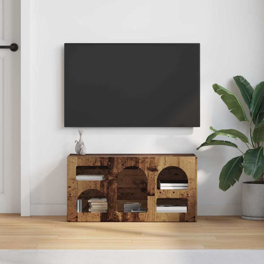 Produktbild för TV-skåp ELST 80 x 35 x 40 cm Gammalt trä Konstruerat trä