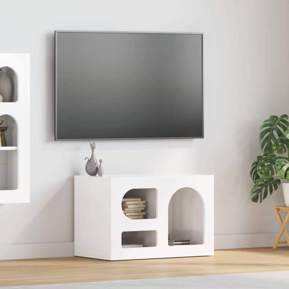 Produktbild för TV-skåp ELST 60 x 35 x 40 cm Högblanka vita Konstruerat trä