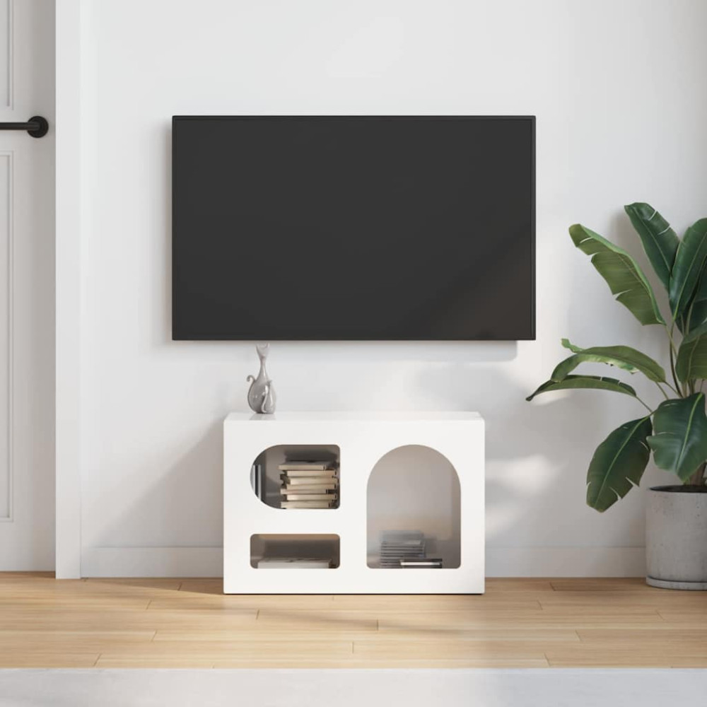 Produktbild för TV-skåp ELST 60 x 35 x 40 cm Högblanka vita Konstruerat trä